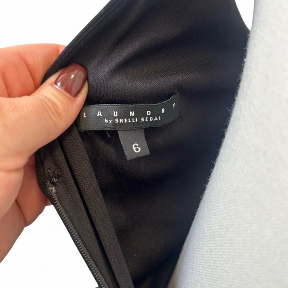 y2k Goth Babydoll Black Bow Ruched Midi Prom Dress Laundry Shelli Segal Size 6 - Picture 3 of 7